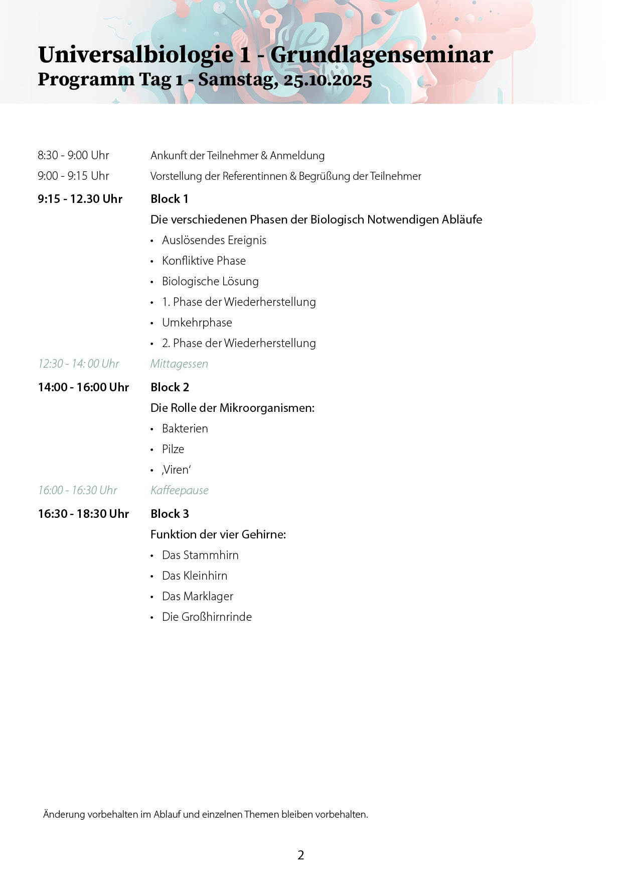 Universalbiologie - Grundlagenseminar