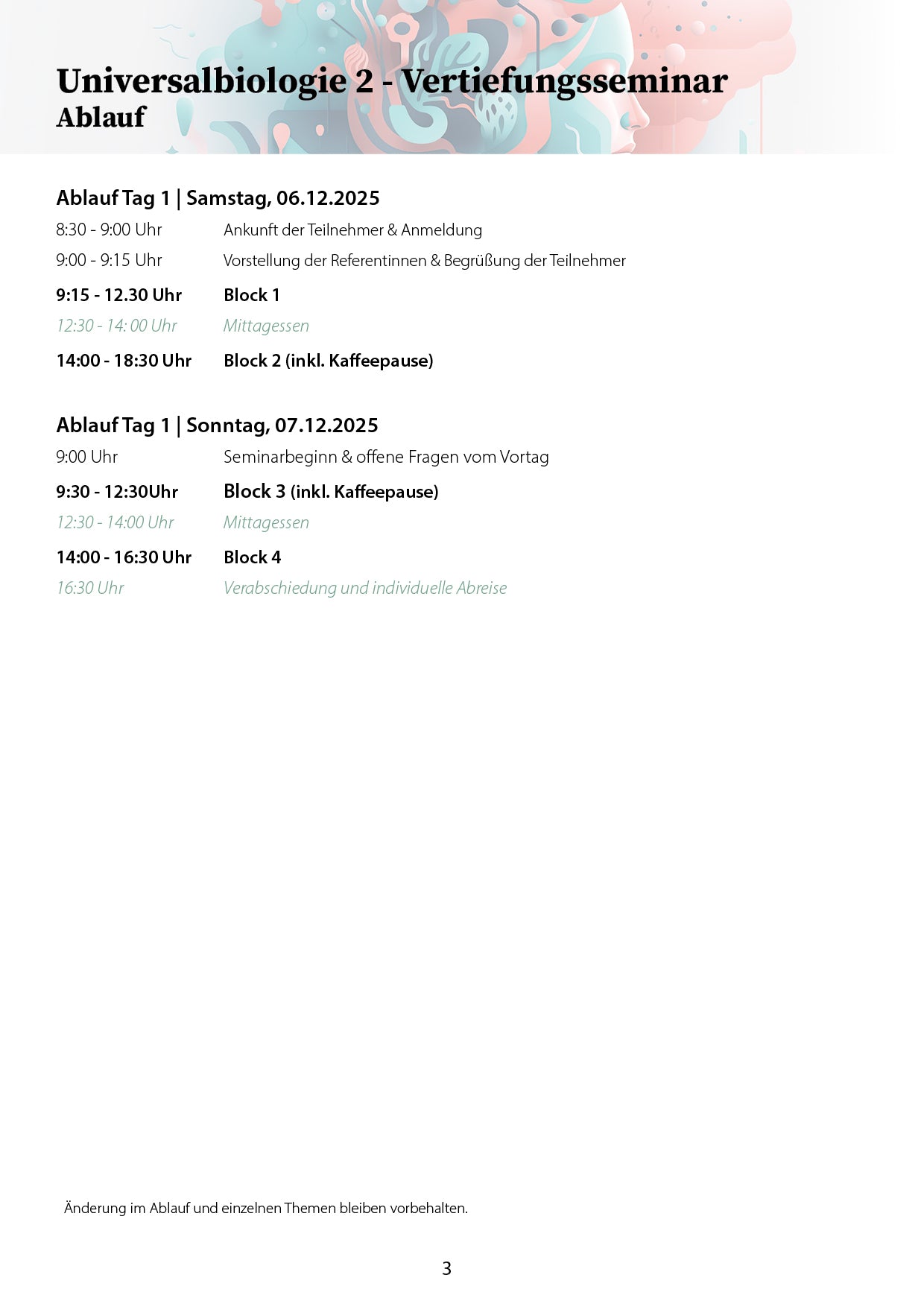 Universalbiologie - Vertiefungsseminar